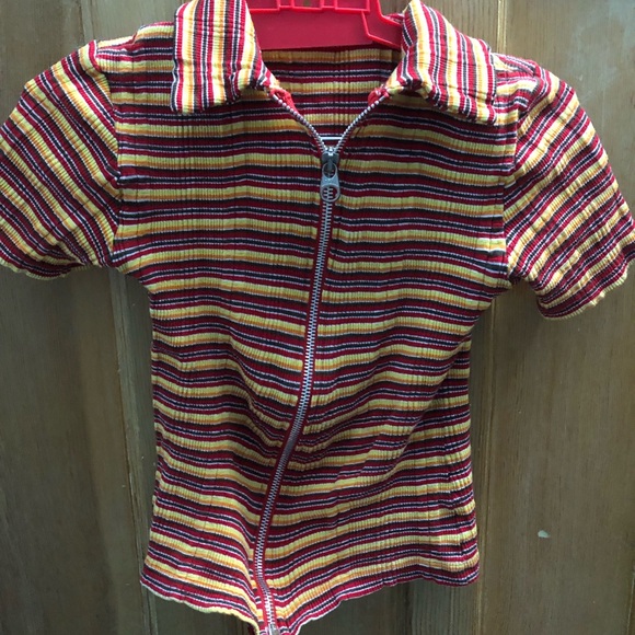 Real retro-vintage top from the 90s with front zipper.  (Size US : S) - Picture 2 of 5